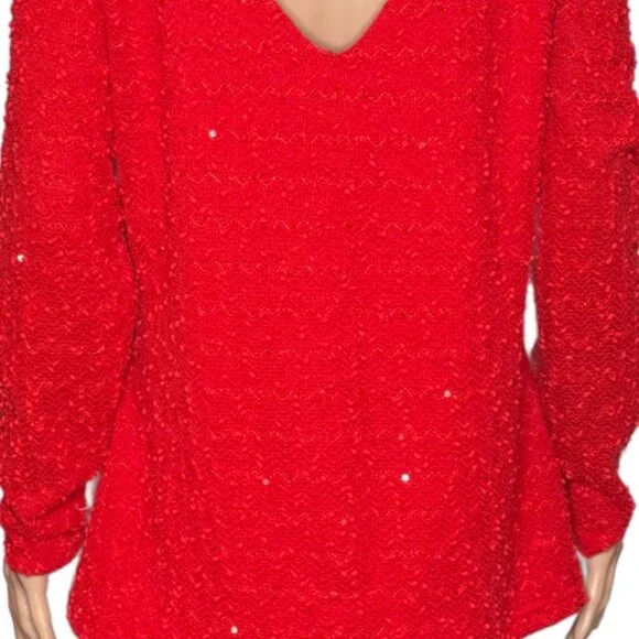 Jennifer Lopez Red Sweater Top “SPARKLY DAYS” Sequins Sz XL - Picture 8 of 8